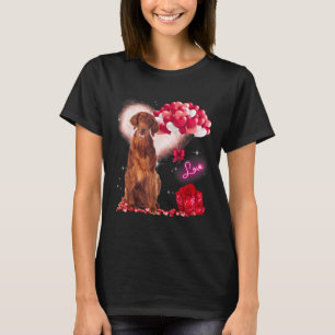 Cute Irish Setter Balloon Heart Valentijnsdag Val T-shirt