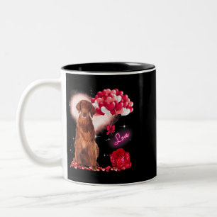 Cute Irish Setter Balloon Heart Valentijnsdag Val Tweekleurige Koffiemok