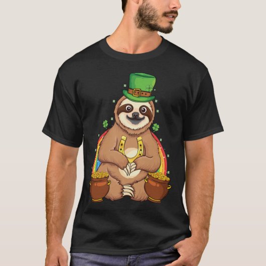 Cute Irish sloth shamrock st Patrick's day sloth T-shirt (Voorkant)