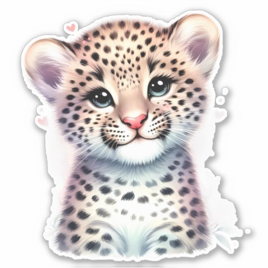 Cute It Up! Luipaard op maat gesneden plakker voor Sticker (Voorkant)