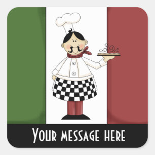 Cute Itaian pizza chef ajouter message autocollant