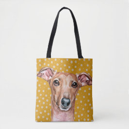 Cute Italiaanse Greyhound Yellow White Flower Patt Draagtas
