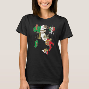 Cute Italy Graphic Italiaanse vlag Flag Map Heart  T-shirt