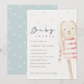 Cute ivoire lapin rose Soft Toy Invitation Baby sh (Devant / Derrière)