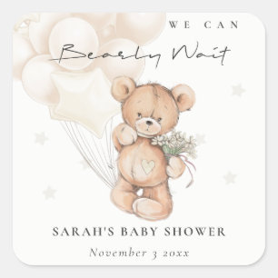 Cute Ivory Barly Wait Beer Balloon Baby shower Vierkante Sticker