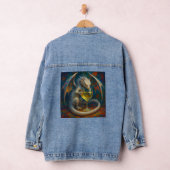 Cute Ivory Dragon & White Wine Fantasy Art Denim Jacket (Hangar)