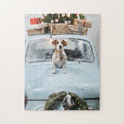 Cute Jack Russel met Kerstmis Legpuzzel (Verticaal)