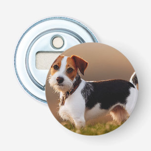 Cute Jack Russel Terrier Dog Foto Button Flesopener