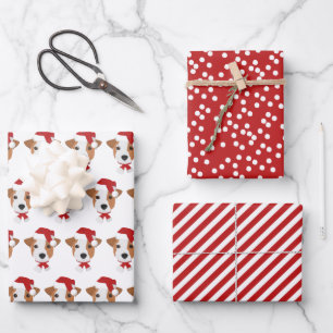 Cute Jack Russell & Red Pattern - Kerstmis Inpakpapier Vel