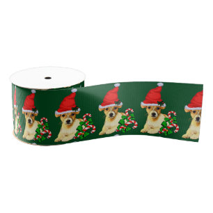 Cute Jack Russell Terrier Puppy Kerstmis Grosgrain Lint