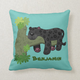 Cute jaguar black panther cartoon illustration kussen