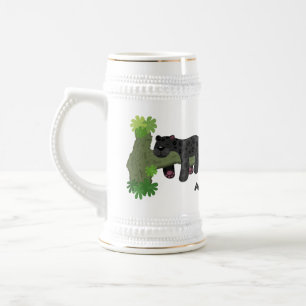 Cute jaguar black panther cat cartoon illustratie bierpul
