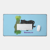 Cute jaguar black panther cat cartoon illustratie bureaumat (Keyboard & Muis)