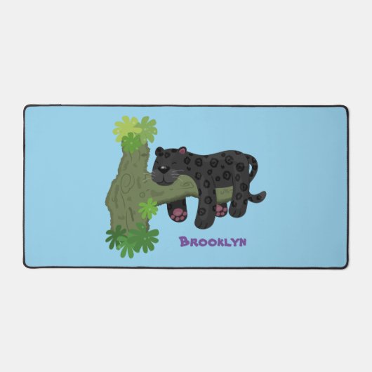 Cute jaguar black panther cat cartoon illustratie bureaumat (Voorkant)