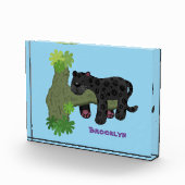 Cute jaguar black panther cat cartoon illustratie fotoblokken (Rechts)
