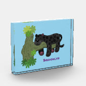 Cute jaguar black panther cat cartoon illustratie fotoblokken (Links)