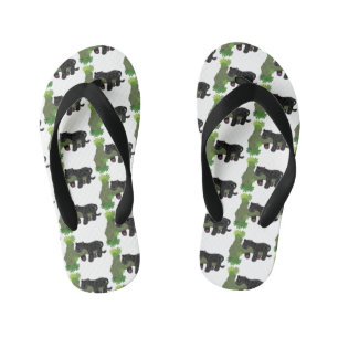 Cute jaguar black panther cat cartoon illustratie kinder teenslippers