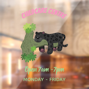 Cute jaguar black panther cat cartoon illustratie raamsticker