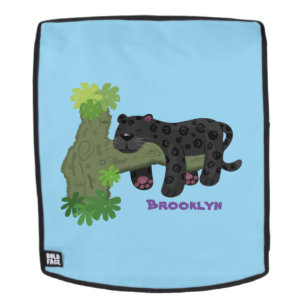 Cute jaguar black panther cat cartoon illustratie rugtassen