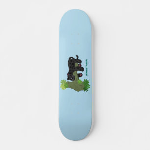 Cute jaguar black panther cat cartoon illustratie skateboard