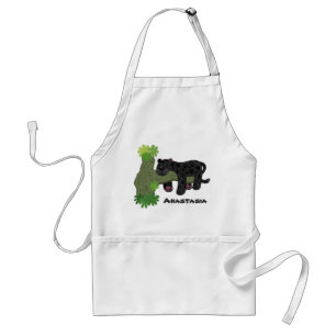Cute jaguar black panther cat cartoon illustratie standaard schort