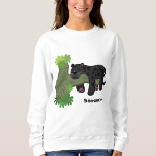 Cute jaguar black panther cat cartoon illustratie trui