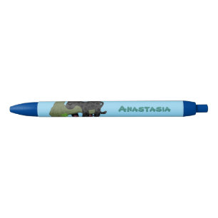 Cute jaguar black panther cat cartoon illustratie zwarte inkt pen
