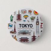 Cute Japan Icons: Sticker Pack Adventure Ronde Button 5,7 Cm (Voorkant)