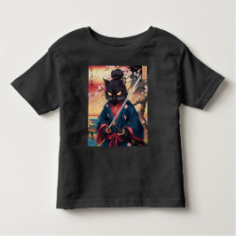 Cute Japanese Samurai Cat Kinder Shirts