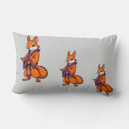 Cute Japanese Samurai Squirrel Kussen (Achterkant)