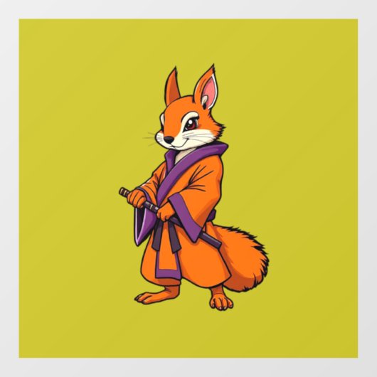 Cute Japanese Samurai Squirrel Raamsticker (Vel)