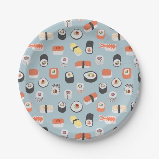 Cute Japans Sushi Pattern Papieren Bordje (Voorkant)