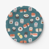 Cute Japans Sushi Pattern Papieren Bordje (Voorkant)