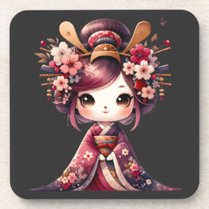 Cute Japanse Geisha Bier Onderzetter