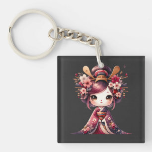 Cute Japanse Geisha Sleutelhanger