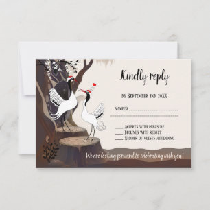 Cute Japanse Kraan RSVP Kaart
