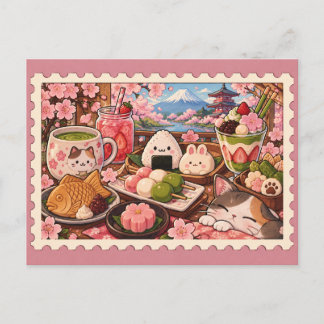 Cute Japanse snoepjes en snacks ansichtkaart Briefkaart