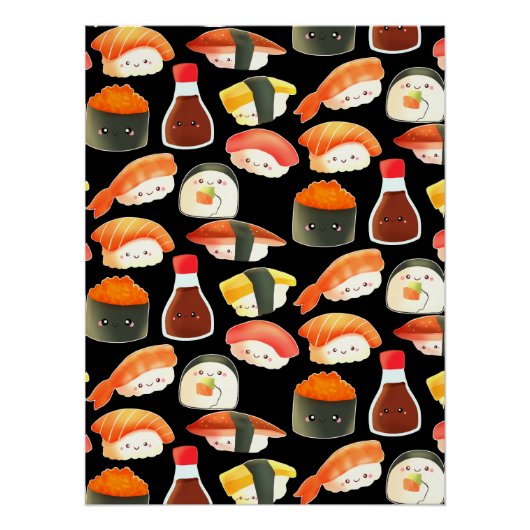 Cute Japanse Sushi Perfect Poster (Voorkant)