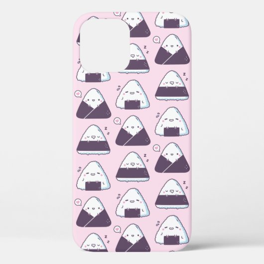 Cute Japanse Voedsel Onigiri Doodles Patroon Roze Case-Mate iPhone Case (Achterkant)
