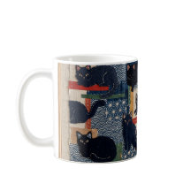 Cute Japanse Zwarte Katten Patchwork