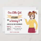 Cute Japonaise Anime Girl Anniversaire Invitation (Devant)