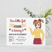 Cute Japonaise Anime Girl Anniversaire Invitation (Debout devant)
