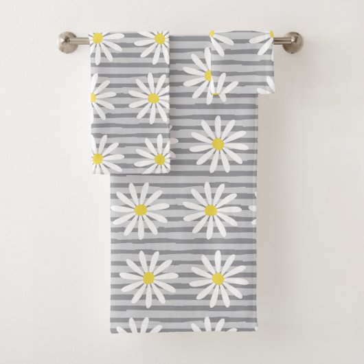 Cute Jaune Daisy Floral Gris Gris Motif (En situation)