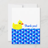 Cute Jaune Ducky Bleu Plat Merci Cartes de notes (Dos)