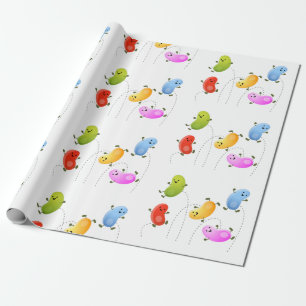 Cute jellybeans springende cartoon illustratie cadeaupapier