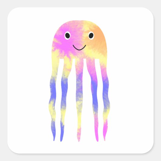 Cute Jellyfish Vierkante Sticker (Voorkant)