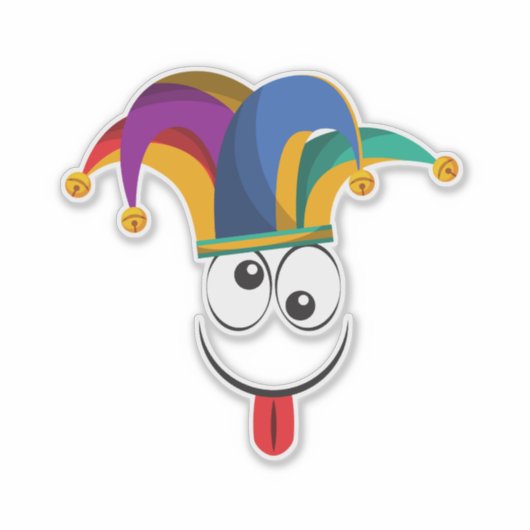 Cute Jester Sticker – Fun Medieval Fool for Laptop (Voorkant)