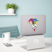 Cute Jester Sticker – Fun Medieval Fool for Laptop (Laptop op bureau)