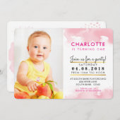 CUTE JEUNE FILLE fête d'anniversaire INVITATION co (Devant / Derrière)