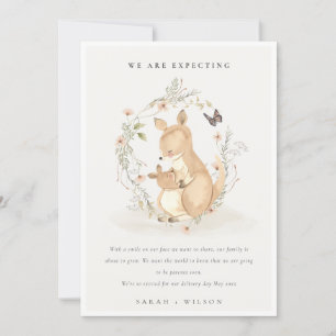 Cute Joey Mama Kangaroo Floral Wreath Baby Aankondiging